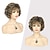 abordables perruque plus âgée-Perruque synthétique bouclée courte avec frange, perruques blondes mixtes brun foncé pour femmes, perruques de cosplay synthétiques moelleuses résistantes à la chaleur