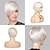 cheap Older Wigs-Short White Wig Pixie Natural Straight Asymmetric Wig Halloween Cosplay Costume Wig Synthetic Heat Resistant Hair Wig for Women (Cream White)