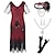 cheap Historical &amp; Vintage Costumes-Retro Vintage Roaring 20s 1920s Flapper Dress Outfits Accessories Set The Great Gatsby Women&#039;s Sequins Tassel Fringe Sequin Tassel V Neck Halloween Carnival Party / Evening Party / Cocktail Dress