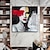 cheap People Paintings-Handmade portrait oil painting large Hand Painted Female Oil Painting Wall Original Woman Oil Painting Black and White Abstract Female Wall Art Red Lips Home Decoration