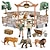 cheap Building Toys-Export Source Wildlife Farm Set Simulation Tiger Lion Elephant Hippo Kangaroo Hunter Fence Combination