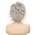 tanie starsza peruka-Srebrzystobiałe krótkie peruki kręcone z grzywką dla kobiet krótkie peruki z fryzurą pixie puszyste syntetyczne peruki z kręconymi włosami na codzienną imprezę do użytku cosplay