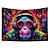 baratos Taquestres de Blacklight-Tapeçaria de luz negra brilho reativo uv no escuro dj chimpanzés animal trippy enevoado natureza paisagem tapeçaria suspensa mural de arte de parede para sala de estar quarto