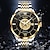お買い得  機械式腕時計-OLEVS 男性 機械式時計 贅沢 大きめ文字盤 ファッション ビジネス 自動巻き 光る カレンダー 防水 鋼 腕時計