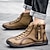 cheap Men&#039;s Boots-Men&#039;s Boots Retro Handmade Shoes Walking Casual Daily Leather Comfortable Booties / Ankle Boots Loafer Dark Red Black Yellow Spring Fall