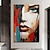 tanie Obrazy z ludźmi-ręcznie malowana sztuka ścienna kolorowe malowanie twarzy sztuka ścienna portret kobiety obraz na płótnie abstrakcyjna dziewczyna obraz olejny dekoracje ścienne sztuka dekoracja domu gotowa do