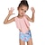 זול בגדי ים-ילדים בנות בגד ים בָּחוּץ גראפי פעיל בגדי ים 7-13 שנים קיץ לבן ורוד מסמיק כתום