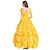 preiswerte Kostüme aus Film und Fernsehen-Schlafende Schönheit Die Schöne und das Biest Prinzessin Ziemlich Blumenmädchen Kleid Tüll-Kleider Damen Film Cosplay Cosplay Kostüm-Party Gelb Halloween Karneval Kleid Handschuhe