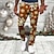 abordables Men&#039;s Trousers-Motif de flocon de neige Entreprise Décontractées Impression 3D Homme Extérieur Usage quotidien Vêtement de rue Pantalon de Noël pantalon de costume Pantalon Polyester Vin Noir Bleu S M L Taille
