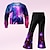cheap Girl&#039;s 3D Sets-Girls&#039; 3D Floral Horse Set Sweatshirt &amp; Bell bottom Long Sleeve 3D Print Fall Winter Active Fashion Daily Polyester Kids 3-12 Years Crew Neck Outdoor Date Vacation Regular Fit