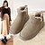 cheap Snow &amp; Winter Boots-Women&#039;s Boots Snow Boots Soft Shoes Comfort Shoes Daily Solid Color Booties Ankle Boots Winter Flat Heel Round Toe Plush Comfort Minimalism Faux Suede Loafer Black Khaki