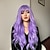 abordables Perruques Synthétiques Sans Bonnet-Perruques synthétiques body wave violettes avec frange pour femmes, cheveux longs bouclés pour cosplay filles et femmes, perruque de fête ou d&#039;usage quotidien