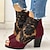 cheap Ankle Boots-Women&#039;s Boots Plus Size Sandals Boots Summer Boots Floral Color Block Booties Ankle Boots Summer Lace Chunky Heel Peep Toe Vintage Business Sexy Lace Zipper Black Burgundy