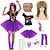 cheap Historical &amp; Vintage Costumes-Set with Off Shoulder T-shirt Tutu Skirt Tina Rock Diva Wigs Headbands Beaded Necklace Accessories Set Women&#039;s 80s Disco 1980s Outfits Retro Vintage Cosplay Costume Masquerade Party &amp; Evening Club