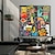 economico arte di strada-Facce colorate astratte dipinte a mano su tela Persone astratte Graffiti Fatti a mano Arte moderna da parete Decorazioni creative per la casa per soggiorno Regali per bambini Senza cornice