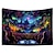 abordables Tapices de luz negra-Tapiz de luz negra UV reactivo que brilla en la oscuridad DJ bar concierto trippy brumoso naturaleza paisaje colgante tapiz pared arte mural para sala dormitorio