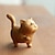 cheap Statues-1pc Boxwood Carving Cat With Modern Childlike, Cute And Simple, Arrogant And Wealthy Little Cat Handle, Play With Animal Ornaments On The Go, Home Decor