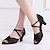 cheap Latin Shoes-Women&#039;s Latin Shoes Prom Professional Rumba Suede Shoes Heel Solid Color High Heel Peep Toe Buckle Adults&#039; Black