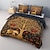 preiswerte exklusives Design-Mittelalterliches Bettbezug-Set mit Baum-des-Leben-Muster, weiches 3-teiliges Luxus-Baumwoll-Bettwäsche-Set, Heimdekoration, Geschenk, King-Size-Bettbezug
