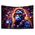 abordables Tapices de luz negra-Tapiz de luz negra UV reactivo que brilla en la oscuridad DJ chimpancés animal trippy brumoso naturaleza paisaje colgante tapiz pared arte mural para sala dormitorio