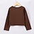 cheap Tees &amp; Blouses-Kids Girls&#039; T shirt Letter Outdoor Long Sleeve Crewneck Daily 7-13 Years Fall Brown