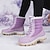 cheap Snow &amp; Winter Boots-Women&#039;s Boots Snow Boots Waterproof Boots Plus Size Daily Solid Color Fleece Lined Booties Ankle Boots Flat Heel Round Toe Casual Comfort Faux Leather Elastic Band Black Pink Red