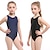 お買い得  水着-子供 女の子 水着 フォーマル 純色 活発的 水着 3～7歳 春 ブラック ブルー