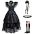 voordelige Klassieke Horror-Woensdag Addams Addams Family Woensdag Jurk Cosplay Kostuum Dames Meisjes Film Cosplay Punk&amp;amp; gotische jurk tailleriem halloween maskerade polyester met pruik