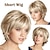 billiga äldre peruk-kort blond peruk med lugg blond mix bruna peruker för vita kvinnor naturligt fluffigt syntetiskt hår damperuker