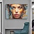 voordelige Schilderijen van mensen-met de hand geschilderd prachtig abstract figuratief schilderij van een vrouw in kleurrijke tinten met geometrisch patroon, levendige moderne kunst, thuismuurdecoratie zonder frame