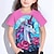 levne dívčí 3D trička-Dívčí 3D Jednorožec Košilky Košile Růžová Krátký rukáv 3D tisk Léto Jaro Aktivní Módní Roztomilý Polyester Děti 3-12 let Tričkový Venkovní Ležérní Denní Běžný