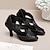 cheap Latin Shoes-Women&#039;s Latin Shoes Prom Professional Rumba Suede Shoes Heel Solid Color High Heel Peep Toe Zipper Adults&#039; Black Silver