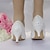 cheap Wedding Shoes-Wedding Shoes for Bride Bridesmaid Women Closed Toe Pointed Toe White PU Faux Leather Pumps With Lace Flower Low Heel Kitten Heel Wedding Party Valentine&#039;s Day Elegant Classic