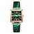preiswerte Quarz-Uhren-5 Stück/Set Damenuhr Vintage quadratischer Zeiger Quarzuhr analoge grüne Armbanduhr &amp; Strass-Schmuckset, Geschenk für Mama