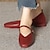 cheap Women&#039;s Flats-Women&#039;s Flats Ballerina Plus Size Soft Shoes Wedding Party Office Solid Color Wedding Flats Buckle Flat Heel Round Toe Closed Toe Vintage Classic Comfort Faux Leather Loafer Black Red Brown
