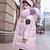 cheap Outerwear-Girls&#039; 3D Letter Down Coat Long Sleeve Fall Winter Active Adorable Cotton Kids 4-13 Years Daily Regular Fit