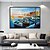 cheap Landscape Paintings-Contemporary Canvas Art Fishing Boats Handmade Oil Painting Artwork Beautiful Landscape Pictures for Living Room Wall Decor No Frame