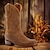 abordables Cowboy y botas occidentales-Hombre Botas Botas cowboy Retro Zapatos de Paseo Británico Diario PU Antideslizante Mitad de Gemelo Mocasín Marrón Otoño Invierno