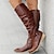 levne Cowboy &amp; Western Boots-Dámské Boty Motorkářské boty Kovbojské boty Semišové boty Venkovní Denní Pevná barva Ke kolenům Zima Přezky Rovná podrážka Oblá špička Vinobraní Na běžné nošení Minimalismus Umělá kůže Zip Tmavěhněd