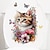 お買い得  3Dウォールステッカー-猫の花トイレデカール、浴室トイレ水クローゼット用装飾ステッカー、家庭用DIYデカール、取り外し可能な浴室の壁ステッカー