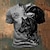 billige herre henley t-shirt-Grafisk Ulv Viking Mode Retro / vintage Klassisk Herre 3D-udskrivning T-shirt Henley-skjorte Sport &amp; Udendørs Ferie I-byen-tøj T-shirt Blå Grøn Kakifarvet Kortærmet Henley Skjorte Forår sommer Tøj S