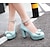 cheap Women&#039;s Heels-Women&#039;s Heels Dress Shoes Mary Jane Lolita Wedding Party Office Bridesmaid Shoes Summer Bowknot Platform Chunky Heel Round Toe Elegant Fashion Cute Faux Leather Ankle Strap Black White Blue