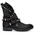 cheap Ankle Boots-Women&#039;s Boots Plus Size Outdoor Daily Solid Color Booties Ankle Boots Winter Rivet Sparkling Glitter Chunky Heel Round Toe Elegant Casual Minimalism PU Zipper Black Red Purple