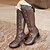 abordables años 1930-Botas vintage de cuero marrón hasta la rodilla para mujer con detalles de botones y tacón en bloque: perfectas para aventuras al aire libre y un estilo country chic