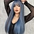 abordables Pelucas sintéticas de moda-peluca recta larga azul ceniza con flequillo, peluca sintética de calor natural, peluca de despedida de soltera para mujeres, peluca de fiesta cosplay, peluca para mujeres