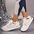 olcso Női tornacipők-Női Tornacipők Lapos Fehér cipők Kényelmes cipők Szabadtéri Napi Fűző Lapos Kerek orrú Sportos Alkalmi Kényelmes Gyalogló PU Fűzős Fekete Fehér Khakizöld