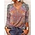 cheap Women&#039;s Blouses &amp; Shirts-Women&#039;s Plus Size Shirt Henley Shirt Blouse Paisley Color Gradient Vintage Button Print Black Long Sleeve Daily Casual V Neck Fall &amp; Winter