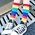 cheap Home Socks-Socks Unisex 100% Cotton  Rainbow Striped Socks, Comfy &amp; Breathable Mid Tube Socks, Women&#039;s Stockings &amp; Hosiery