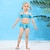 baratos Roupa de natação-Infantil Para Meninas roupa de banho Ao ar livre Côr Sólida Adorável Fatos de banho 7-13 anos Verão Amarelo Azul Real Azul