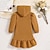 cheap Dresses-Kids Girls&#039; Dress Solid Color Long Sleeve Casual Adorable Daily Polyester Midi Casual Dress Spring Fall Winter 3-7 Years Khaki